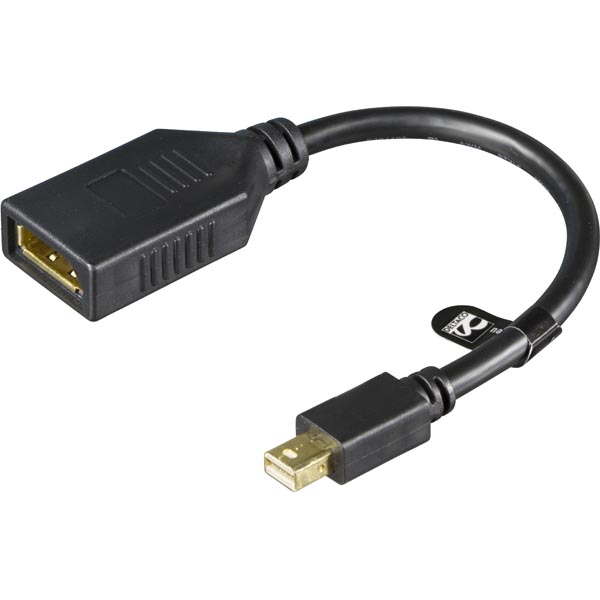 Deltaco Mini DisplayPort uros - DisplayPort naaras, 0.2m, musta